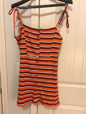 Topshop Orange Striped Dress